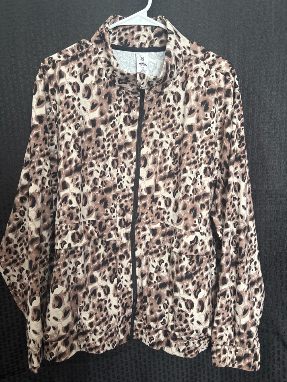Leopard Print Bomber Jacket - Brown/Beige